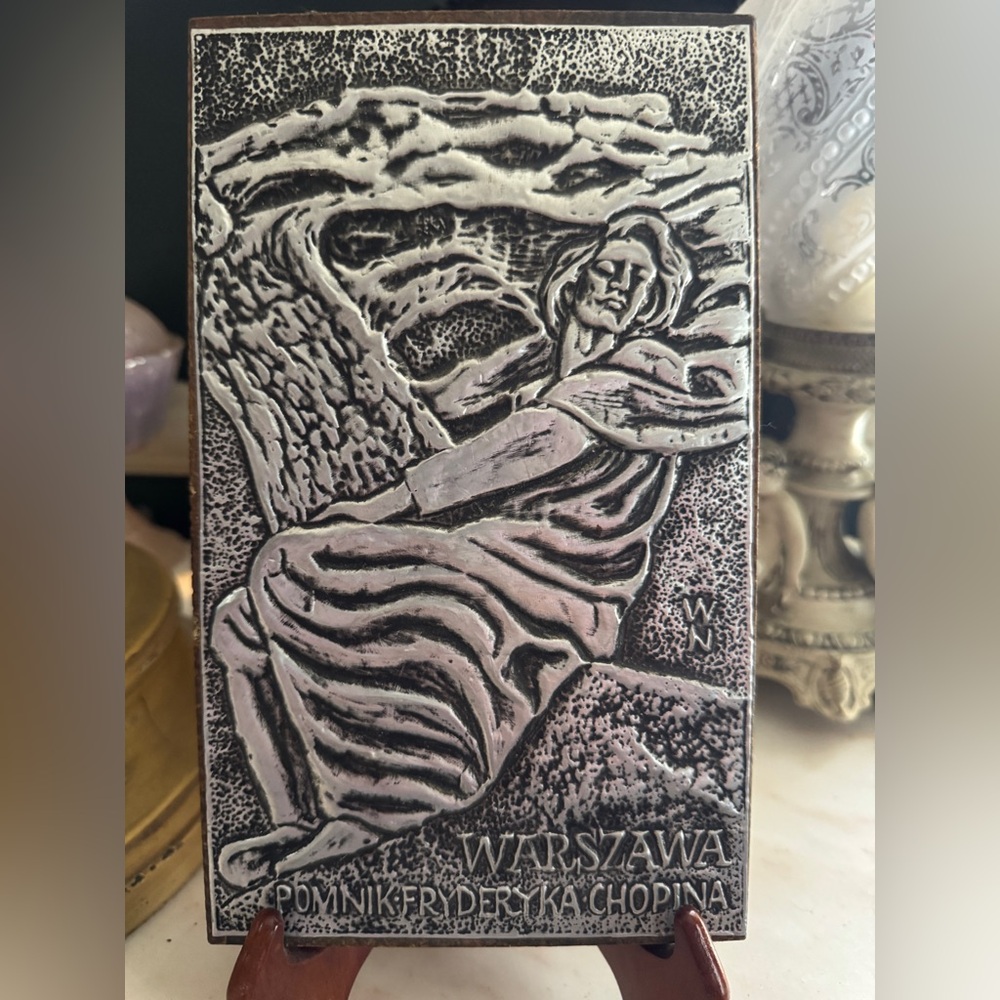 Vintage Frederic Chopin Embossed Metal Plaque